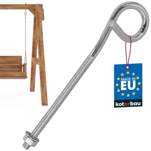 KOTARBAU® Schaukelhaken - Schraubhaken - M8 170 mm - Verzinkter Stahl - Deckenhaken - Haken zum Schrauben - Schwerlasthaken - Schaukel Haken von KOTARBAU