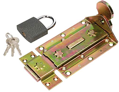 KOTARBAU® Schlossriegel 180mm + Solides Vorhängeschloss Gerade Gelb Verzinkt Universal von KOTARBAU