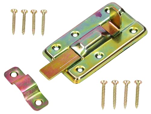 KOTARBAU® Schlossriegel 80 mm mit Schließblech für Türen Galvanisch Gelb Verzinkt Universal von KOTARBAU