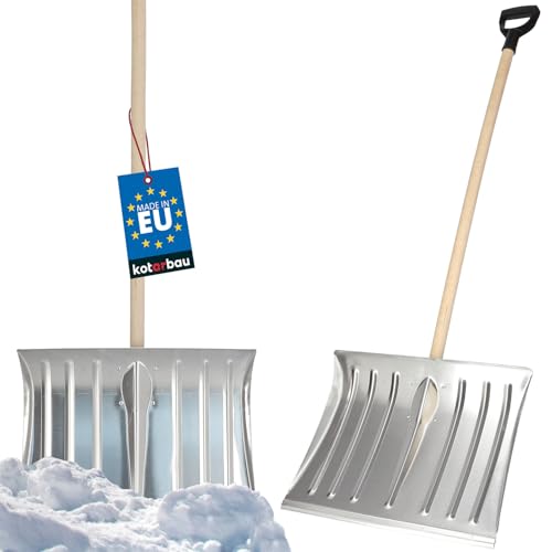 KOTARBAU® Schneeschaufel Schneeschieber 50cm mit Holzstiel Verstärkt Aluminium Schild mit Ergonomischem Griff 139 cm von KOTARBAU