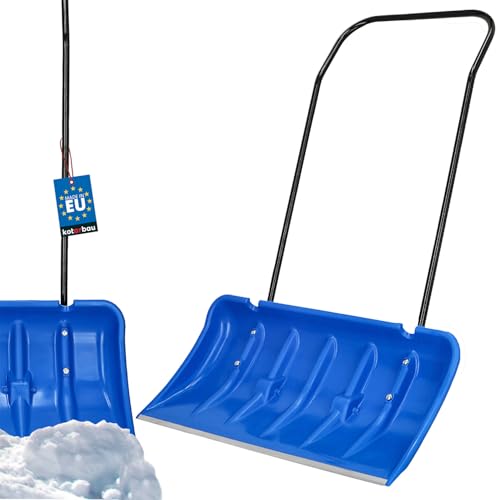KOTARBAU® Schneeschieber mit Rädern Schneeschaufel 80 cm Schneewanne mit Alu-Profilkante Schneeschippe mit Metallgriff ECO Blau Schneeräumer von KOTARBAU
