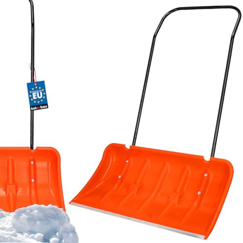 KOTARBAU® Schneeschieber mit Rädern Schneeschaufel 80 cm Schneewanne mit Alu-Profilkante Schneeschippe mit Metallgriff ECO Orange Schneeräumer von KOTARBAU