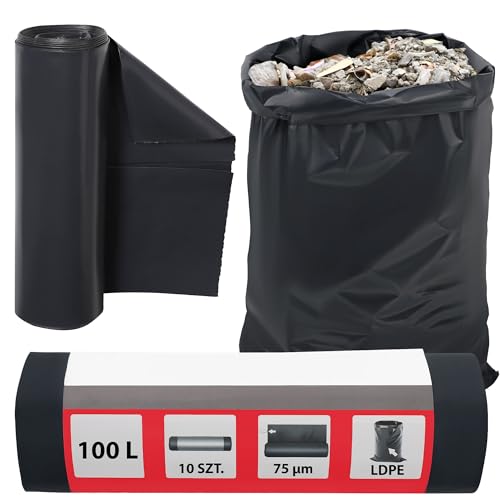 KOTARBAU® Schwerlast Müllsäcke 100 L 75µm LDPE Bauschuttsäcke Abfallsäcke Extra Stark Große Müllsäcke Schwerlast Extra Stark 100 Liter Müllsäcke groß Schwerlastsack Säcke für Bauschutt Abfallsack von KOTARBAU