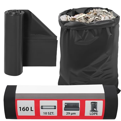 KOTARBAU® Schwerlast Müllsäcke 160 L 29µm LDPE Bauschuttsäcke Abfallsäcke Extra Stark Große Müllsäcke Schwerlast Extra Stark 160 Liter Müllsäcke groß Schwerlastsack Säcke für Bauschutt Abfallsack von KOTARBAU