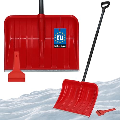 KOTARBAU® Set Schneeschaufel für Auto 44 cm mit Metallstiel 133 cm + Eiskratzer Auto Set Schneeschieber für Auto zur Schneeräumung Scheibenkratzer Auto mit Gummilippe Snow Shovel Car von KOTARBAU