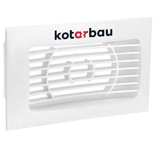 KOTARBAU® System-Lüftungsgitter 140 x 85 mm mit Rückströmklappe Lüftungsgitter mit Flansch 110 x 55 mm rechteckiges Belüftungsgitter weißes Kunststoff-Abschlussgitter für Lüftungskanal Abluft Zuluft von KOTARBAU