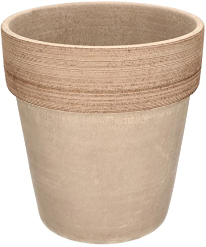KOTARBAU® Ton-Blumentopf Übertopf Keramik ⌀ 23 cm Terrakotta Frostbeständig Geriffelter Rand Coffee von KOTARBAU