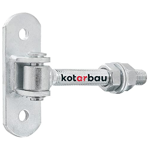 KOTARBAU® Torangel Verzinkt Gewinde M16 mm Einstellbar Mit Anschraubblech Torscharnier Regulierbar Mit Federklemme Hängescharniere Torscharniere von KOTARBAU