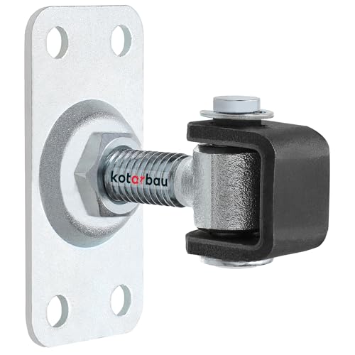 KOTARBAU® Torband Verstellbar Türangeln M12 zum Verschrauben rechteckig 4 Löcher S235JR Stahl Galvanisch Verzinkt Türscharniere Silber Einstellbares Scharnier Torscharniere Türband Torangel von KOTARBAU