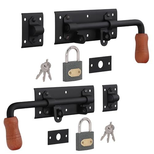 KOTARBAU® Torriegel 280mm Rechts Links Set 2St. mit Vorhängeschloss Türriegel Bolzenriegel Schlossriegel Schubriegel Riegelverschluss Torverschluss von KOTARBAU