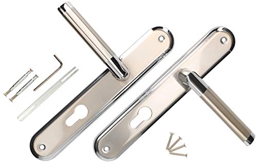 KOTARBAU® Türdrückerset 72 mm PZ Langschild Nickel-Chrom Universal Modern von KOTARBAU