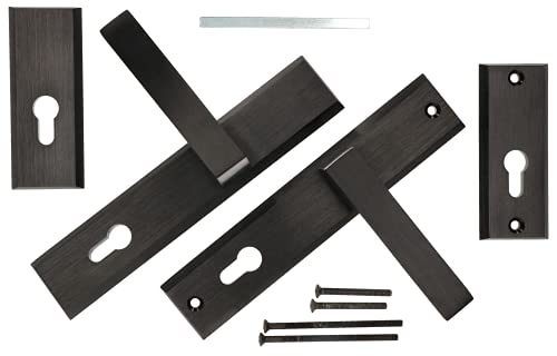 KOTARBAU® Türdrückerset 90mm mit Rosette PZ Langschild Schwarz Universal Modern von KOTARBAU