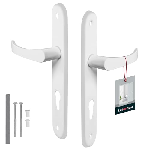 KOTARBAU® Türgriff 72 mm Rechts Links für Profilzylinder Weiß Türgarnitur Türbeschlag Türdrücker Türklinke Drückergarnitur Zimmertür Klinke Alu von KOTARBAU