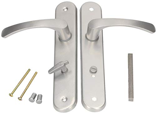 KOTARBAU® Türgriff 90 mm Links Rechts WC Silber Türgarnitur Türbeschlag Türdrücker Türklinke Drückergarnitur Toilettentür Zimmertür Langschild Alu von KOTARBAU
