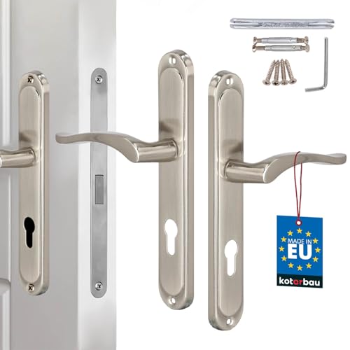 KOTARBAU® Türgriff Innentüren PZ Türklinke 72 mm Satin Türgriffe Langschild Türdrückergarnitur Zimmertürschloss Türbeschlag für Innentüren Türschloss Drückergarnitur mit Zylindereinsatz Classic von KOTARBAU