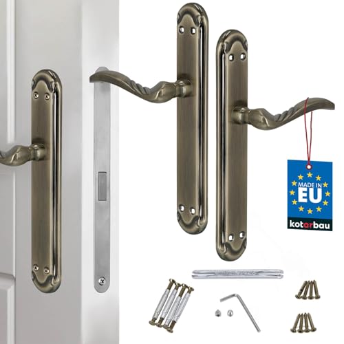 KOTARBAU® Türgriff Türschloss Blindschildgarnitur Türbeschlag ZnAl Langschild Türgriffe Türdrückergarnitur Innentüren lange Rosette Drückergarnitur Türbeschlag Türdrücker Türklinke dekoriert patiniert von KOTARBAU