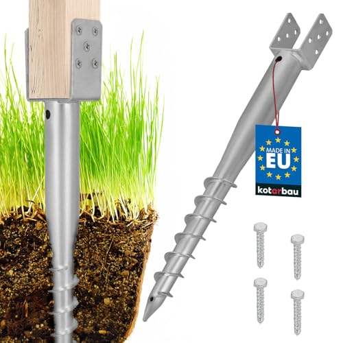 KOTARBAU® U Pfostenträger zum Einschrauben 70x700mm verzinkter Stahl Einschlaghülse Einschlagbodenhülse Pfostensockel U-Bolzen Erdanker Erdungsspieß Anker für Holzpfosten für Pavillon-Zäune Gartenzaun von KOTARBAU