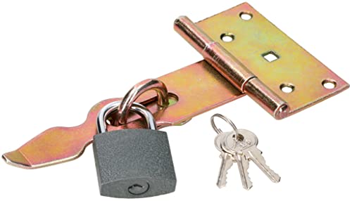 KOTARBAU® Überfalle Haspe und Vorhängeschloss Set 190 mm Verzinkt Gelb Massiver Verschluss für Türen Tore von KOTARBAU