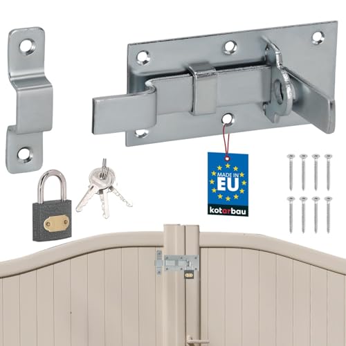 KOTARBAU® Universeller Schlossriegel Stahl Riegelschloss mit Vorhängeschloss 50 x 100mm gebogen Riegel für Türen Toren Gartentorriegel Bolzenriegel Gartentorfalle Türriegel Schieberiegel abschließbar von KOTARBAU