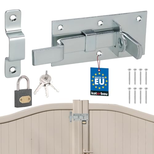 KOTARBAU® Universeller Schlossriegel Stahl Riegelschloss mit Vorhängeschloss 60 x 130mm gebogen Riegel für Türen Toren Gartentorriegel Bolzenriegel Gartentorfalle Türriegel Schieberiegel abschließbar von KOTARBAU