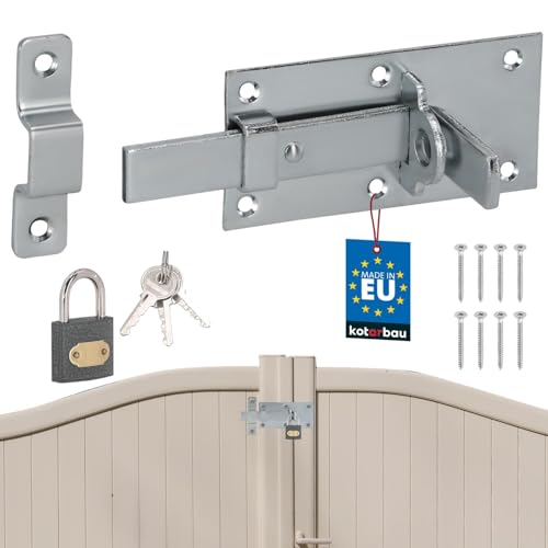 KOTARBAU® Universeller Schlossriegel mit Vorhängeschloss Stahl Riegelschloss 50 x 100 mm gerader Riegel für Türen Toren Gartentorriegel Bolzenriegel Gartentorfalle Türriegel Schieberiegel abschließbar von KOTARBAU
