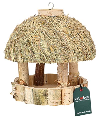 KOTARBAU® Vogelhaus zum Aufhängen Vogelfutterhaus aus Holz Heu Vogelfutterspender Futterhaus für Vögel Vogelhäuschen Futterstationen für Wildvögel von KOTARBAU