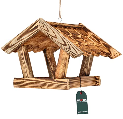 KOTARBAU® Vogelhaus zum Aufhängen 39 x 27cm Vogelfutterhaus Holz Vogelfutterspender mit Holzschindeln Futterhaus für Vögel Vogelhäuschen Futterstationen für Wildvögel Vogelhaus Balkon Vogel Futterhaus von KOTARBAU