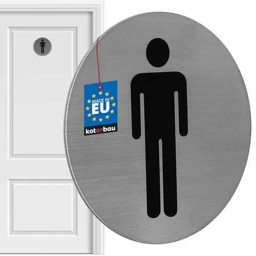 KOTARBAU® WC Schild ⌀ 7 cm Edelstahl Rund Schild Herren-Piktogramm Silber Gäste WC Türschilder Deko Toilettenschild Selbstklebend Türschild Aufkleber Tür von KOTARBAU