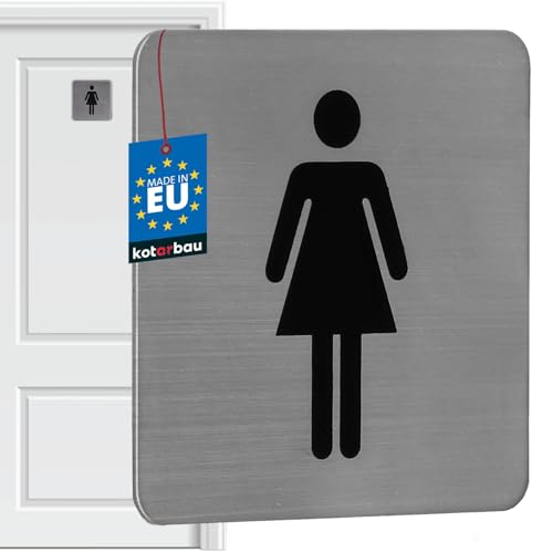 KOTARBAU® WC Schild 7 x 7 cm Edelstahl Quadratisches Schild Silber Damen-Piktogramm Gäste WC Türschilder Deko ToilettenschildSelbstklebend Türschild Aufkleber Tür von KOTARBAU
