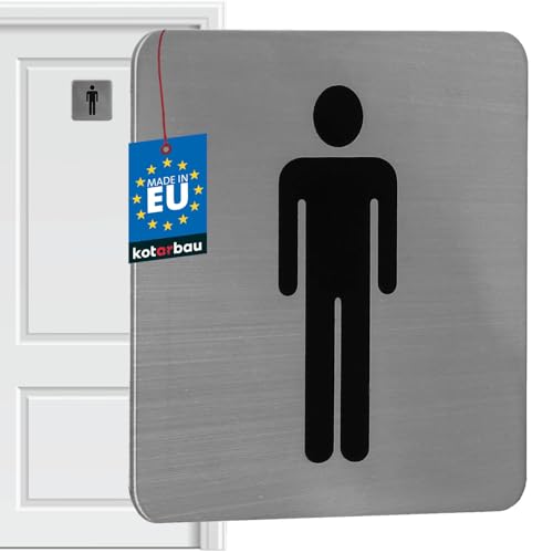 KOTARBAU® WC Schild 7 x 7 cm Edelstahl Quadratisches Schild Silber Herren Piktogramm Gäste Türschilder Deko Toilettenschild Selbstklebend Türschild WC Aufkleber Tür von KOTARBAU