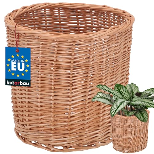 KOTARBAU® Weidenkorb zum Bepflanzen Naturfarbe Höhe 23 cm ⌀ 25 cm Übertopf Korb aus Weide Pflanzkorb geflochten Pflanzkörbe Outdoor Korbübertöpfe für Balkon Blumentopf geflochten von KOTARBAU