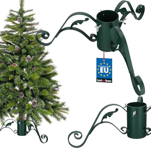KOTARBAU® Weihnachtsbaumständer mit Wassertank aus Stahl Grün Baumständer Weihnachten Christbaumständer dekorativ mit Blatt Tannenbaumständer Christmas Tree Stand Weihnachtsbaum Ständer von KOTARBAU