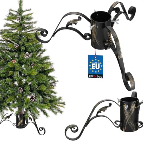 KOTARBAU® Weihnachtsbaumständer mit Wassertank aus Stahl Patina Baumständer Weihnachten Christbaumständer dekorativ mit Blatt Tannenbaumständer Christmas Tree Stand Weihnachtsbaum Ständer von KOTARBAU