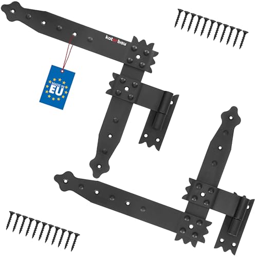 KOTARBAU® Winkelband mit Kloben Fensterladenband Winkelscharnier Türband Torband Schwarz Pulverbeschichtet Fensterband Winkel Baubeschlag 250 x 230 mm von KOTARBAU
