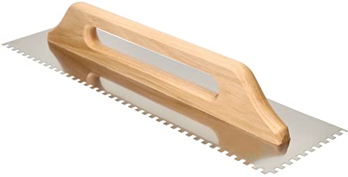 KOTARBAU® Zahnglättekelle aus Edelstahl 480 mm Zahnung 6x6 mm mit Holzgriff von KOTARBAU