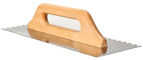 KOTARBAU® Zahnglättekelle aus Edelstahl 380 mm Zahnung 8x8 mm mit Holzgriff von KOTARBAU