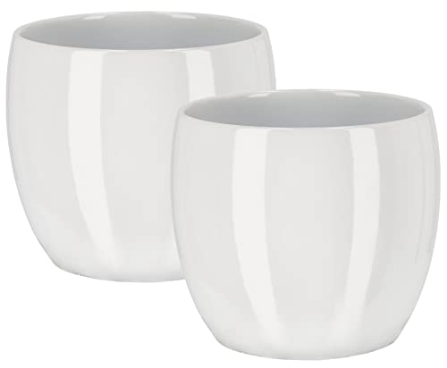 KOTARBAU®2er Set Keramik-Blumentopf Übertopf ⌀ 13 cm für Blumen Pflanzen Weiß von KOTARBAU