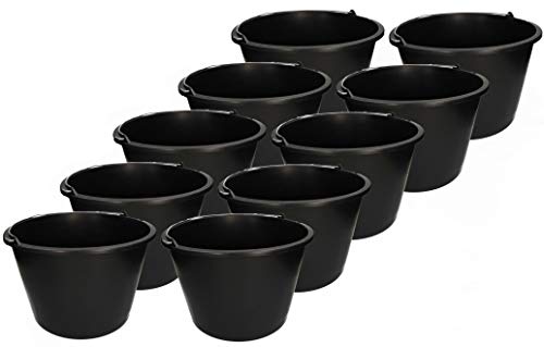 KOTARBAU 10er Set Baueimer 20L aus Kunststoff Putzeimer Mörteleimer Zementeimer Wassereimer Garteneimer Kunststoff-Eimer Schwarz KOTARBAU 10er Set Baueimer 20L aus Kunststoff Putzeimer Mörteleimer Zementeimer Wassereimer Garteneimer Kunststoff-Eimer Schwarz von KOTARBAU