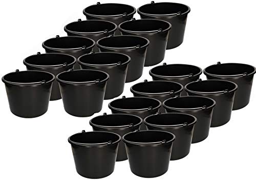 KOTARBAU 20er Set Baueimer 12 L aus Kunststoff Putzeimer Mörteleimer Zementeimer Wassereimer Garteneimer Kunststoff-Eimer Schwarz von KOTARBAU