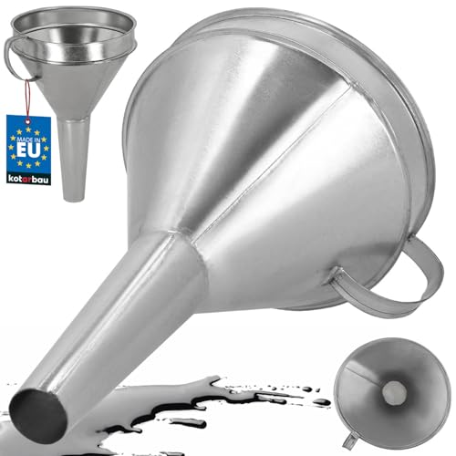 KOTARBAU® Benzin Trichter Auto Metalltrichter gerade mit Griff Einfülltrichter Benzin Trichter groß Trichter mit Sieb Benzintrichter Öltrichter Kfz 170 mm von KOTARBAU
