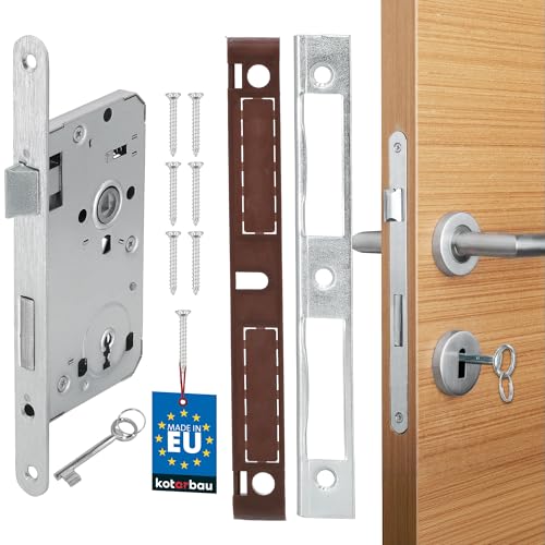 KOTARBAU® Einsteckschloss DIN Links Bunbartschlüssel Schloss Türschloss mit Gegenplatte Stahl Top-Qualität Rostfrei Robust Stahltürschloss 72 / 55mm von KOTARBAU