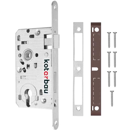 KOTARBAU® Einsteckschloss 72/55mm DIN Links Profilzylinder Türschloss Innentür mit Gegenplatte Verzinkt Stahl Rostfrei Einsteckschloss Gartentor Türschloss Haustür Torschloss Silber von KOTARBAU