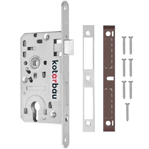 KOTARBAU® Einsteckschloss 72/55mm DIN Rechts Profilzylinder Türschloss Innentür mit Gegenplatte Verzinkt Stahl Rostfrei Einsteckschloss Gartentor Türschloss Haustür Torschloss Silber von KOTARBAU