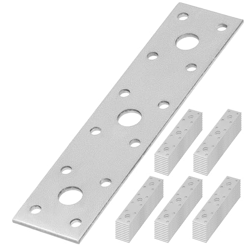 KOTARBAU® Flachverbinder 145 mm x 40 mm Lochplatte Verzinkt Silber Holzverbinder Innen – Außenbereich Lochplatte Stahlverbinder Lochblech Flacheisen (50) von KOTARBAU