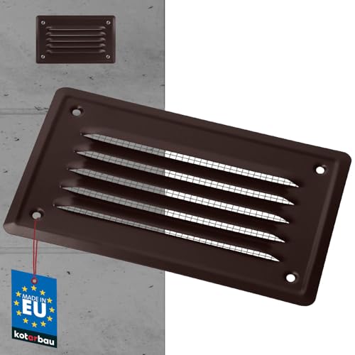 KOTARBAU® Lüftungsgitter 165x100 mm Abluftgitter Einschrauben Lackiert Kamin Belüftung Braun Insektschutzgitter beständig gegen Korrosion von KOTARBAU