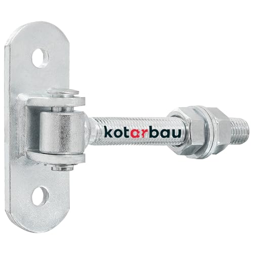 KOTARBAU® Torangel Verzinkt Gewinde M16 mm Einstellbar Mit Anschraubblech Torscharnier Regulierbar Mit Federklemme Hängescharniere Torscharniere von KOTARBAU