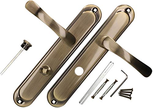 KOTARBAU Türdrücker 90 mm WC/BAD Türgriff Patin Türbeschlag Türklinke Drückergarnitur Langschild Türdrückergarnitur Innentür Außentür Handgriff Torbeschlag von KOTARBAU
