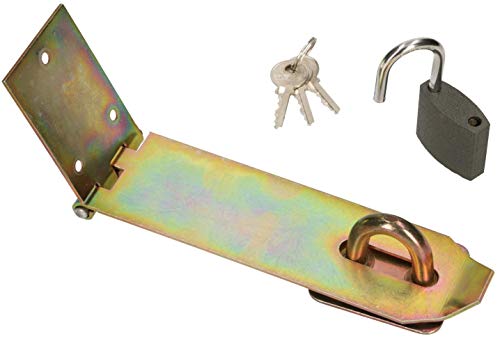 KOTARBAU® Überfalle Mit Vorhängeschloss 3 Verschiedene Größen Gelb Verzinkt Überlaufscharniere Torband Überwurf Panzerriegel Sicherheitsüberfalle (170 mm) von KOTARBAU