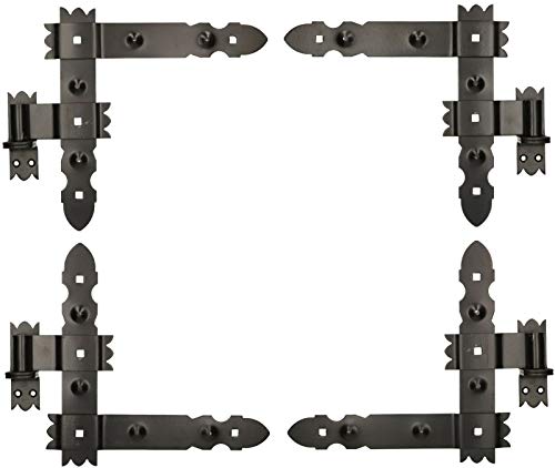 KOTARBAU® Winkelband mit Kloben 2 Paar 4 tlg. Fensterladenband Winkelscharnier Türband Torband Schwarz Pulverbeschichtet Fensterband 300 x 300 mm von KOTARBAU