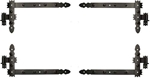 KOTARBAU® Winkelband mit Kloben 2 Paar Fensterladenband Winkelscharnier Türband Torband Schwarz Pulverbeschichtet Fensterband Baubeschlag 600 x 300 mm von KOTARBAU